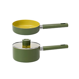 Bộ nồi chảo phủ sứ an toàn Elmich Olive Baby EL5242OV16 size 16cm - Hàng chính hãng